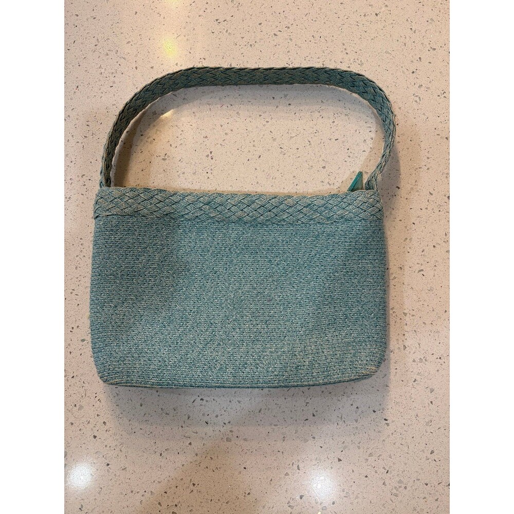 Turquoise Vintage Eric Javits Squishee Woven Shoulder Bag